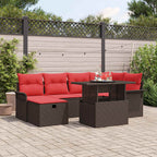 Garten-Sofa-Set mit Kissen mit Speicher 7 pcs Braun Poly Rattan