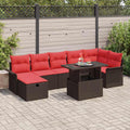 Garten-Sofa-Set mit Kissen mit Speicher 8 pcs Braun Poly Rattan