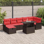 Garten-Sofa-Set mit Kissen mit Speicher 8 pcs Braun Poly Rattan
