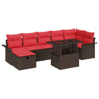 Garten-Sofa-Set mit Kissen mit Speicher 8 pcs Braun Poly Rattan