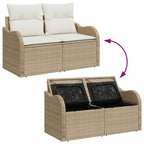 Garten-Sofa-Set mit Kissen mit Speicher 6 pcs Beige Poly Rattan