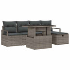 Garten-Sofa-Set mit Kissen mit Speicher 6 pcs Grau Poly Rattan
