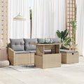 Garten-Sofa-Set 6 pcs Beige Poly-Rattan