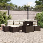 Garten-Sofa-Set 7 pcs Braun Poly-Rattan