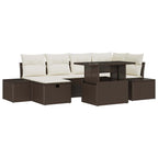 Garten-Sofa-Set 7 pcs Braun Poly-Rattan