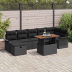 Garten-Sofa-Set 8 pcs Schwarz Poly-Rattan