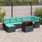 Garten-Sofa-Set 8 pcs Schwarz Poly-Rattan