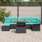 Garten-Sofa-Set 8 pcs Schwarz Poly-Rattan