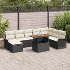 Garten-Sofa-Set 9 pcs Schwarz Poly-Rattan