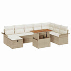 Garten-Sofa-Set 9 pcs Beige Poly-Rattan