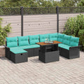 Garten-Sofa-Set 9 pcs Schwarz Poly-Rattan