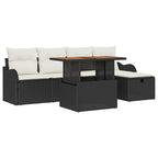 Garten-Sofa-Set 6 pcs Schwarz Poly-Rattan