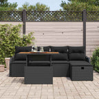 Garten-Sofa-Set 6 pcs Schwarz Poly-Rattan
