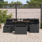Garten-Sofa-Set 7 pcs Schwarz Poly-Rattan