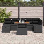 Garten-Sofa-Set mit Speicher 8 pcs Schwarz Poly Rattan