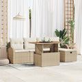 Garten-Sofa-Set 6 pcs Beige Poly-Rattan