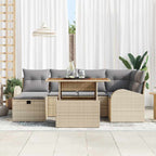 Garten-Sofa-Set 7 pcs Beige Poly-Rattan