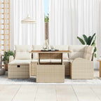Garten-Sofa-Set 7 pcs Beige Poly-Rattan