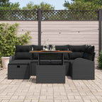 Garten-Sofa-Set 7 pcs Schwarz Poly-Rattan