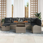 Garten-Sofa-Set 9 pcs Grau Poly-Rattan
