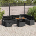 Garten-Sofa-Set 9 pcs Schwarz Poly-Rattan