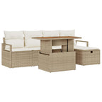 Garten-Sofa-Set 6 pcs Beige Poly-Rattan