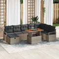 Garten-Sofa-Set 9 pcs Grau Poly-Rattan