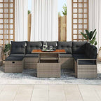 Garten-Sofa-Set 9 pcs Grau Poly-Rattan