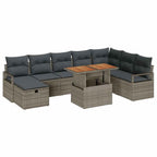Garten-Sofa-Set 9 pcs Grau Poly-Rattan