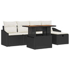 Garten-Sofa-Set 6 pcs Schwarz Poly-Rattan