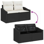 Garten-Sofa-Set 6 pcs Schwarz Poly-Rattan