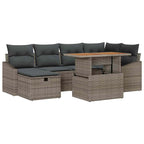 Garten-Sofa-Set 7 pcs Grau Poly-Rattan