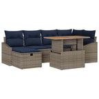 Garten-Sofa-Set 7 pcs Grau Poly-Rattan