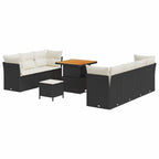 Gartensofa-set 10 pcs Schwarz Poly-Rattan