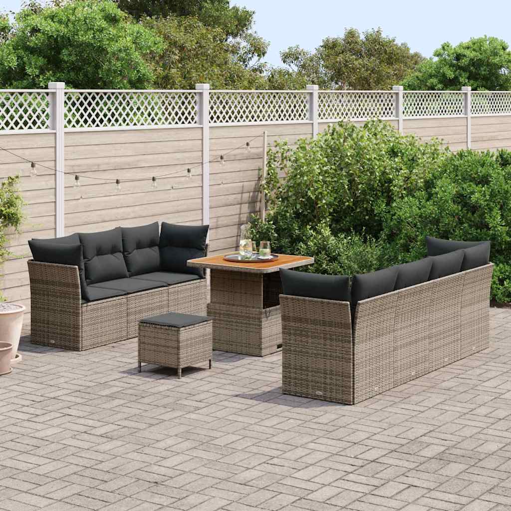Gartensofa-set 10 pcs Grau Poly-Rattan