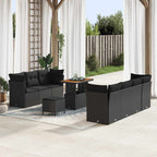 Gartensofa-set 10 pcs Schwarz Poly-Rattan