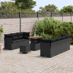 Gartensofa-set 10 pcs Schwarz Poly-Rattan