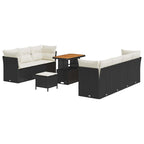 Gartensofa-set 10 pcs Schwarz Poly-Rattan