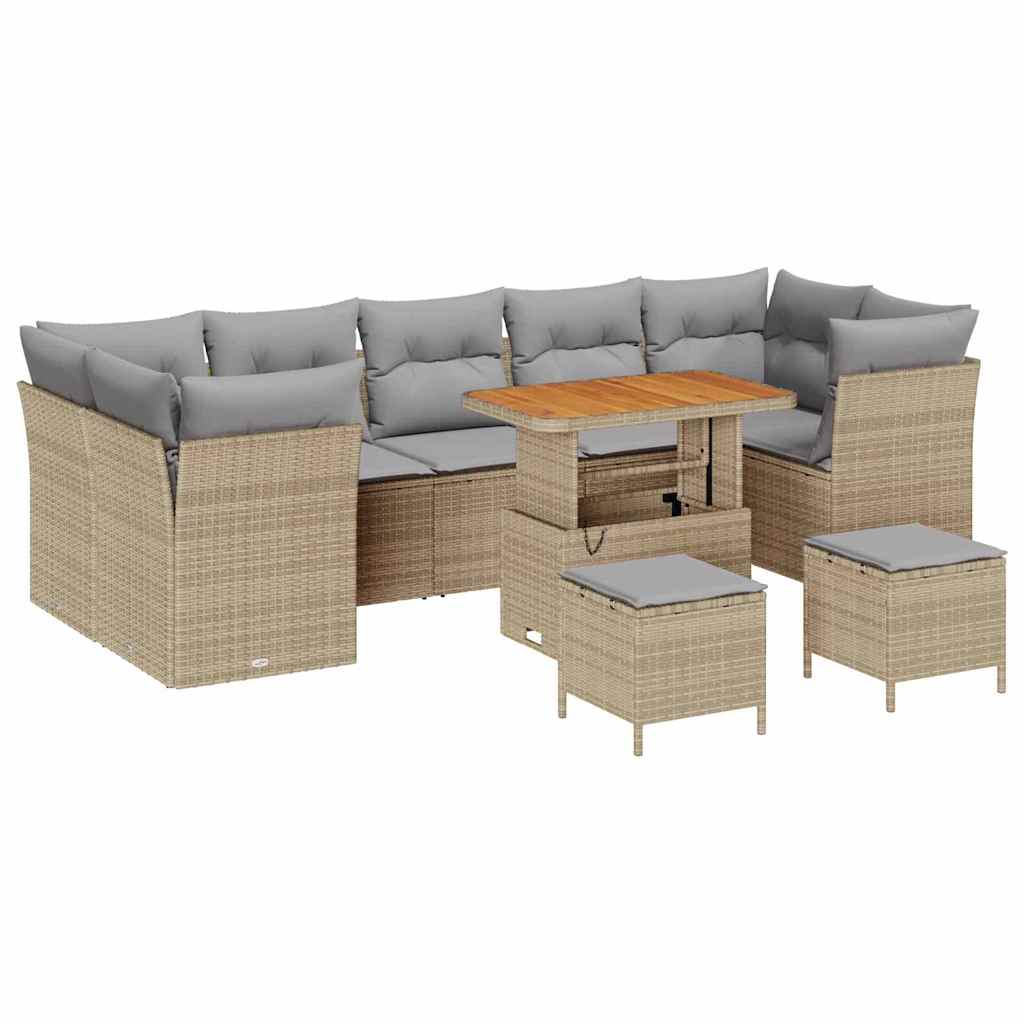 Gartensofa-set 10 pcs Beige Poly-Rattan