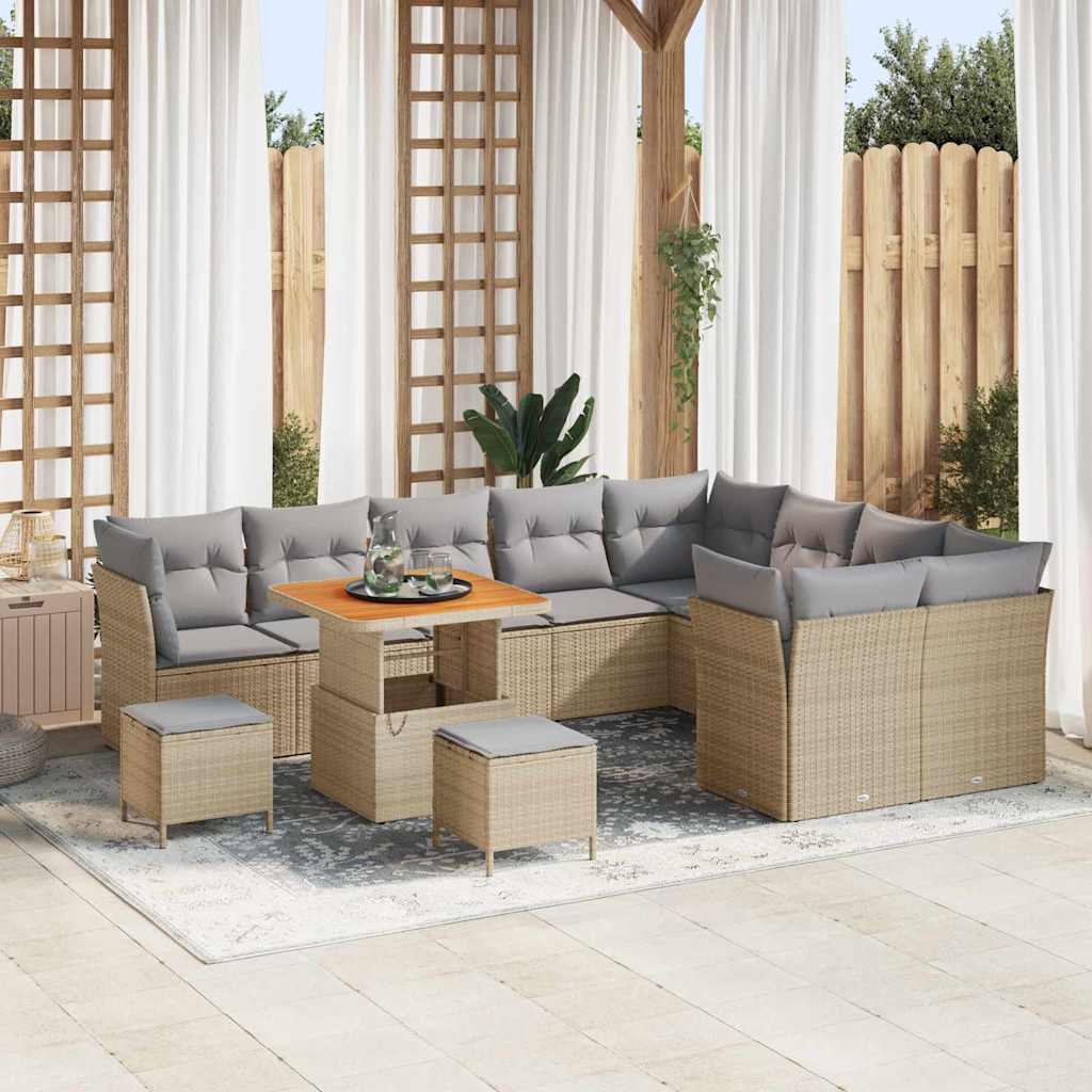 Gartensofa-set 12 pcs Beige Poly-Rattan
