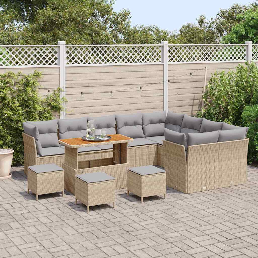 Gartensofa-set 13 pcs Beige Poly-Rattan