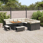 Gartensofa-set 13 pcs Schwarz Poly-Rattan