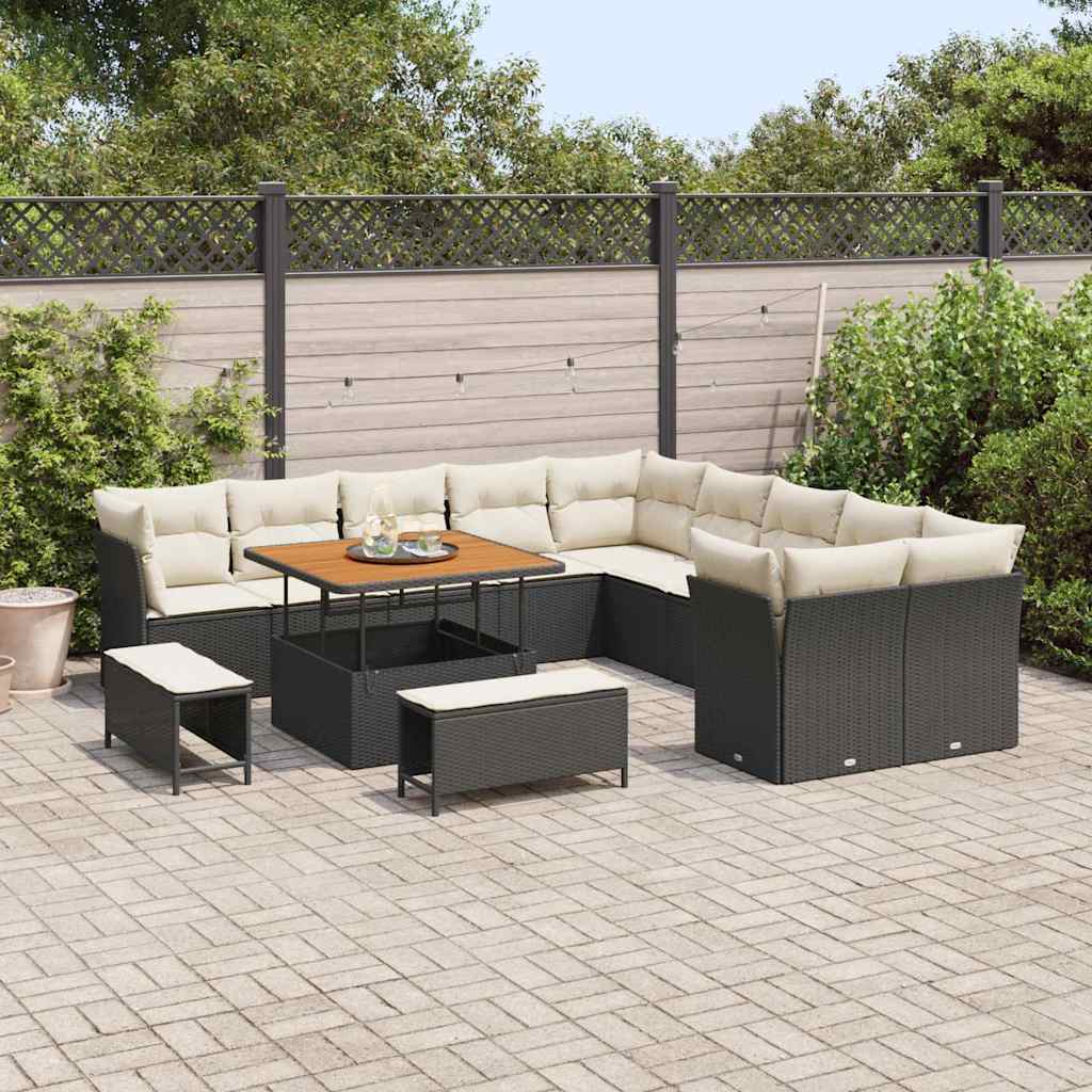 Gartensofa-set 13 pcs Schwarz Poly-Rattan