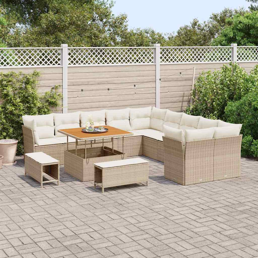 Gartensofa-set 13 pcs Beige Poly-Rattan