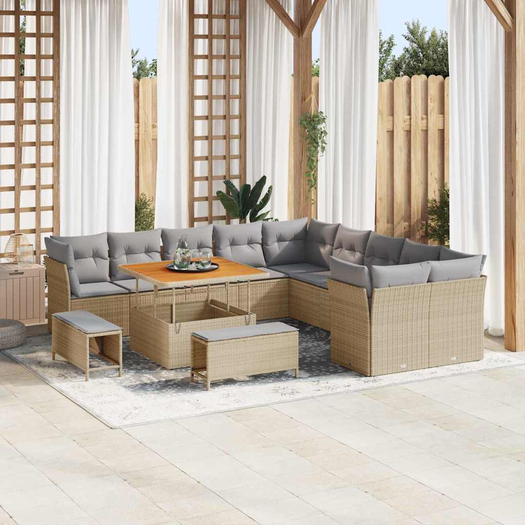 Gartensofa-set 13 pcs Beige Poly-Rattan