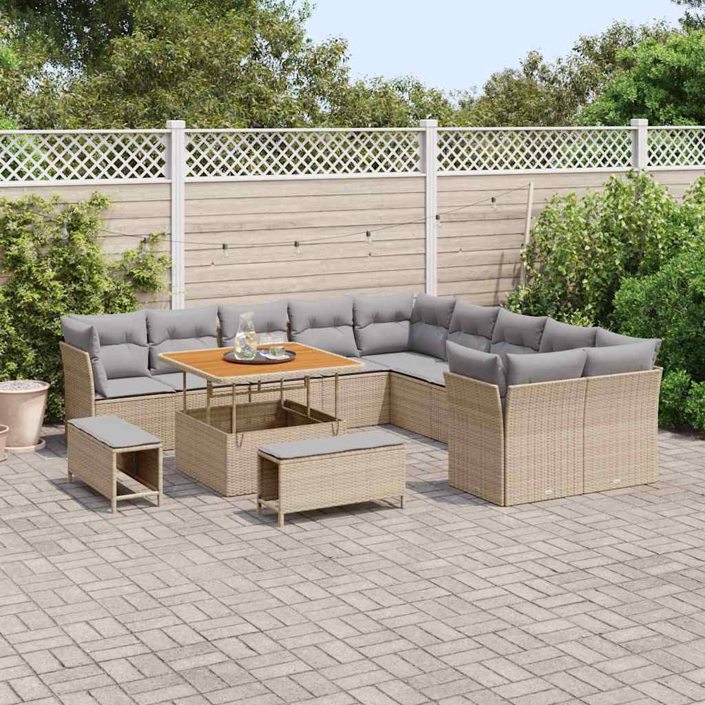 Gartensofa-set 13 pcs Beige Poly-Rattan