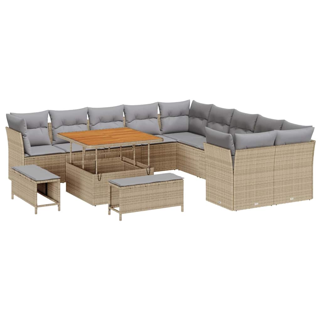 Gartensofa-set 13 pcs Beige Poly-Rattan