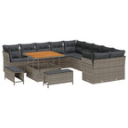 Gartensofa-set 13 pcs Grau Poly-Rattan