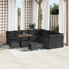 Gartensofa-set 13 pcs Schwarz Poly-Rattan