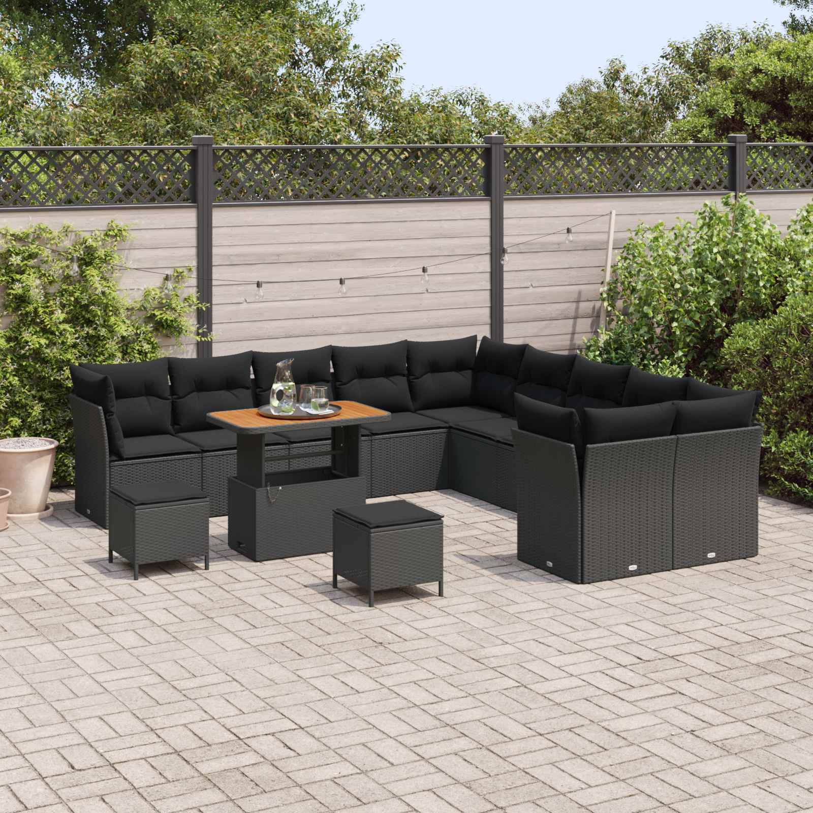 Gartensofa-set 13 pcs Schwarz Poly-Rattan